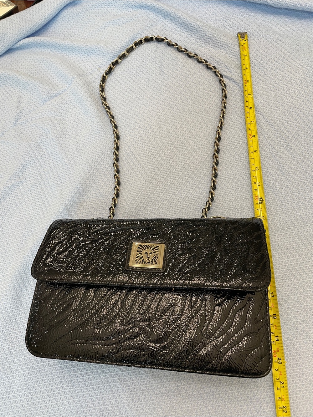 Anne Klein Black Textured Chain-Handle Shoulder Bag